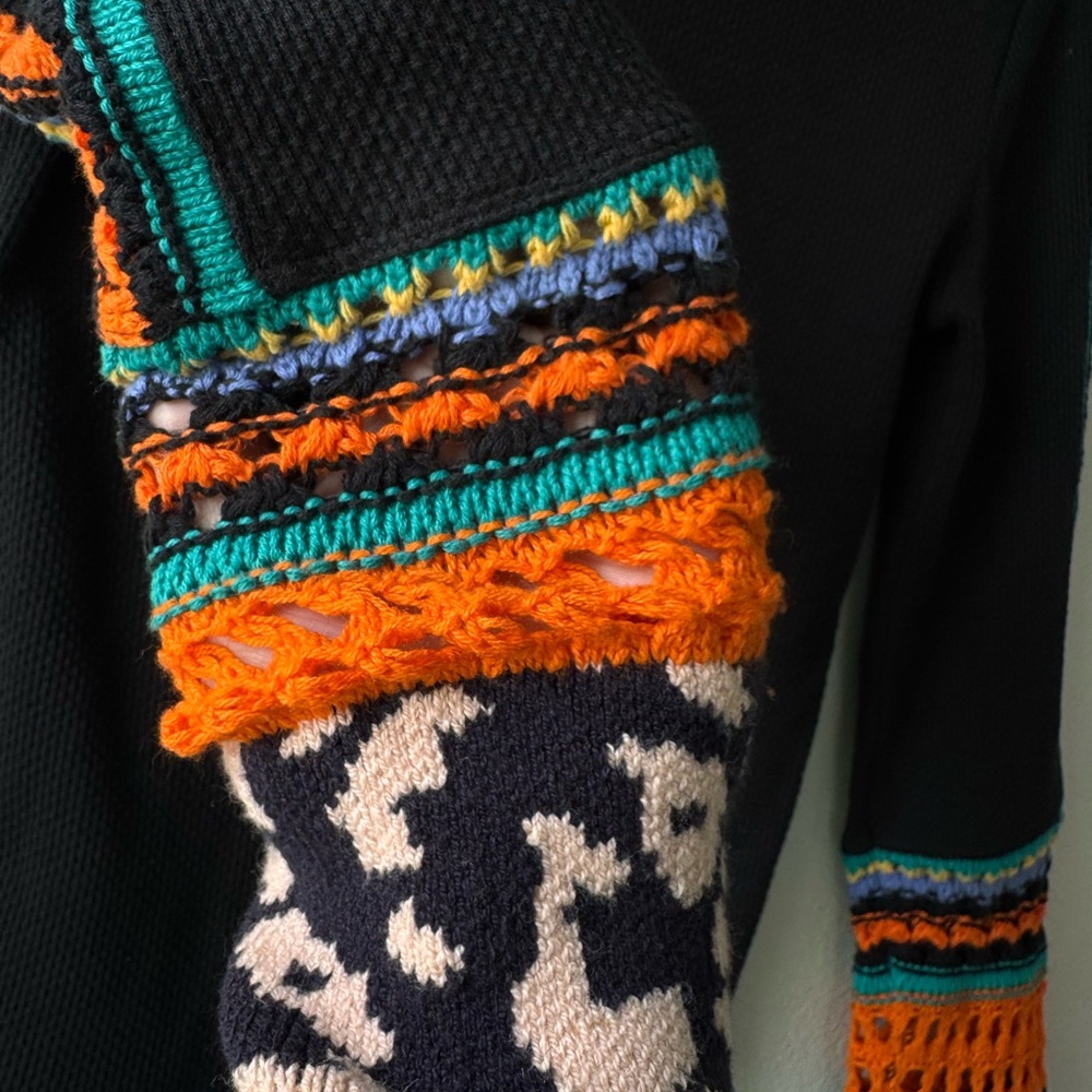Free People Switch It Up Thermal Long Sleeve Top SZ XS Crochet Boho Colorful - Picture 5 of 6